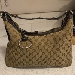 Gucci Beige and Brown GG Canvas Shoulder Bag
